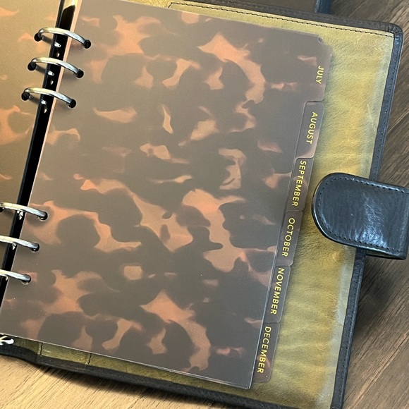 A5 custom Van Der Spek Janet Leather Planner / Organizer in Black & Olive - Picture 9 of 11